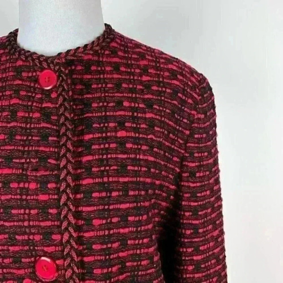 Bleyle blazer sz 10 red black woven 100% silk slub - Picture 2 of 10